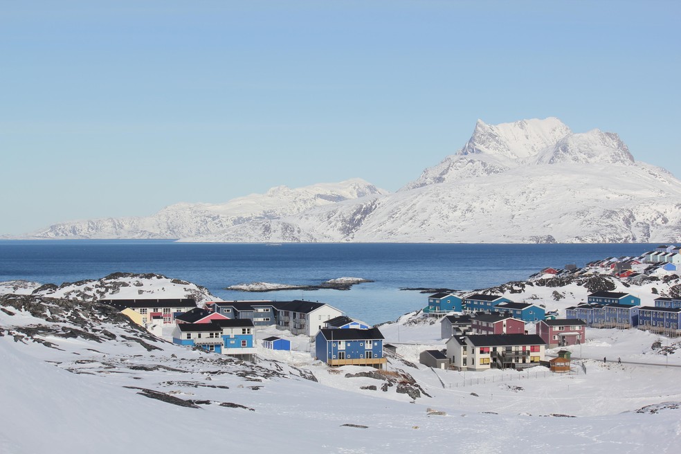 Imagem da região do Ártico para onde irão pesquisadores brasileiros — Foto: NUUK,GREENLAND.HADA AJOSENPÄÄ/FINNISH METEOROLOGICAL INSTITUTE