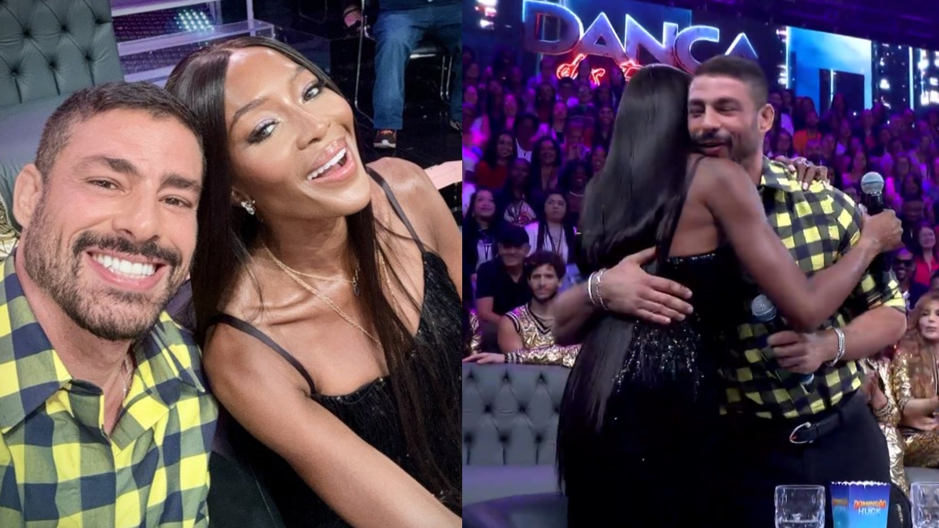 Naomi Campbell se surpreende ao encontrar Cauã Reymond: 'Estudamos juntos'