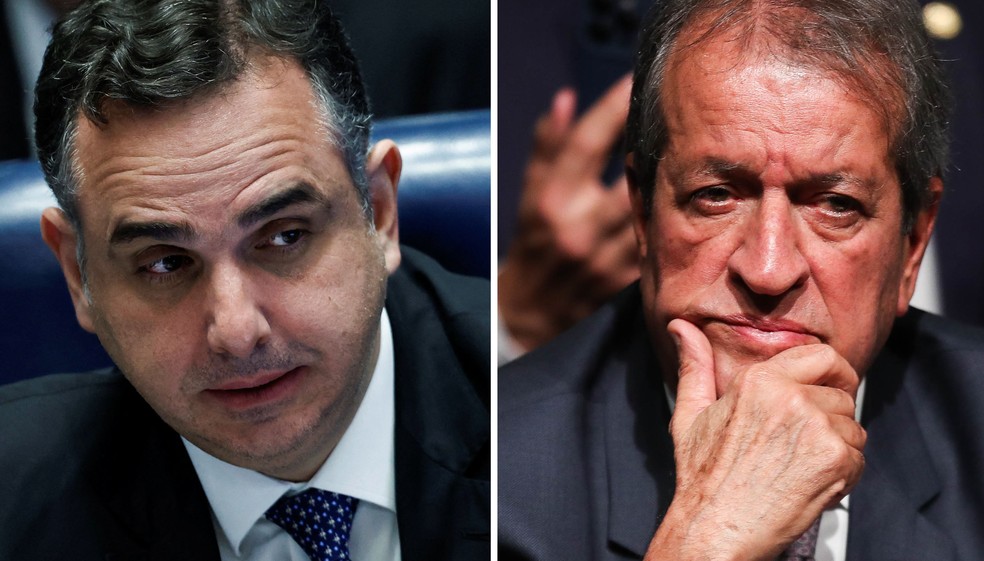 O presidente do Senado, Rodrigo Pacheco, e o presidente do PL, Valdemar Costa Neto — Foto: Adriano Machado/Reuters e Wilton Junior/Estadão Conteúdo