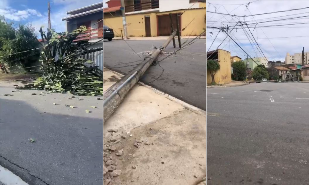 Cacto arrasta fios, derruba dois postes e moradores ficam sem energia em bairro de Campinas