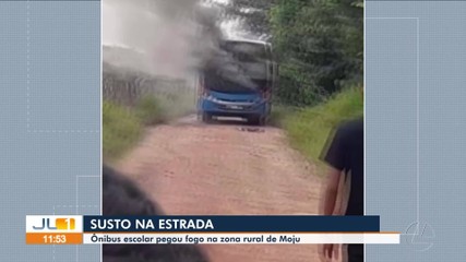 Ônibus escolar pega fogo na zona rural de Moju, nordeste do estado