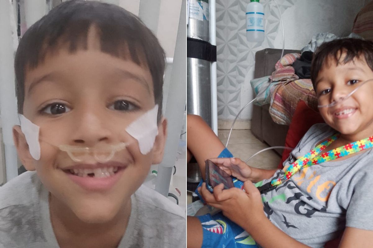 Menino com doença rara luta por aparelho de oxigênio para respirar fora de casa no litoral de SP