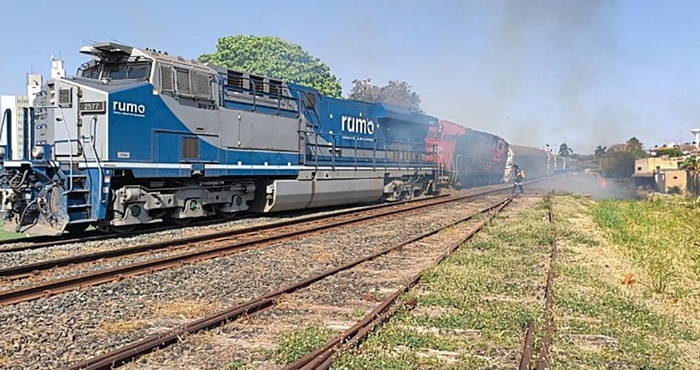 Trem carregado com celulose descarrila em Jales (SP) — Foto: Arquivo pessoal