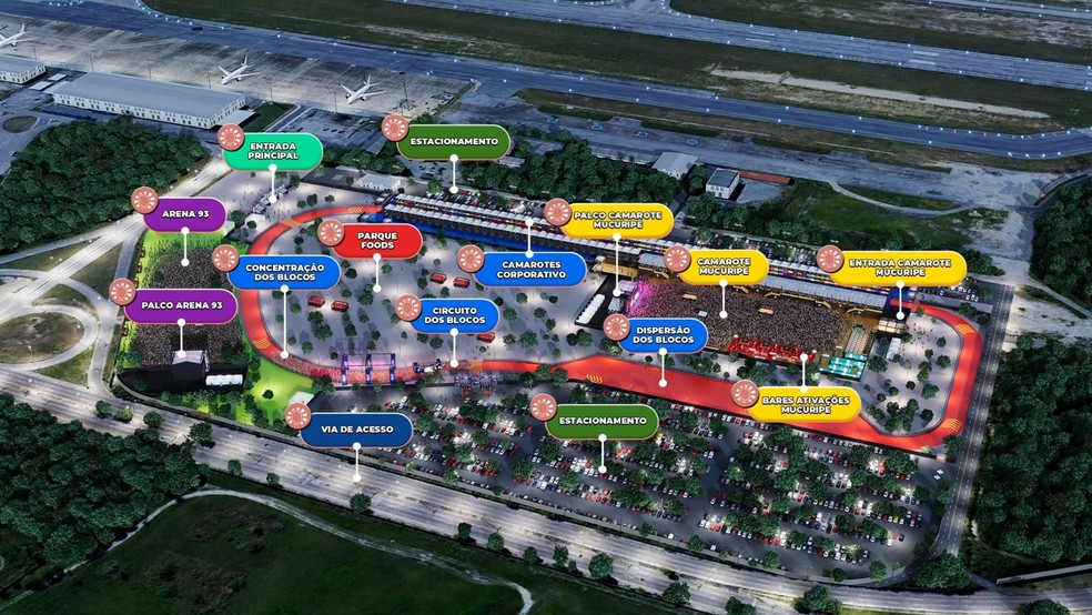 Mapa da Cidade Fortal em novo lugar para a edição de 2024. — Foto: Divulgação