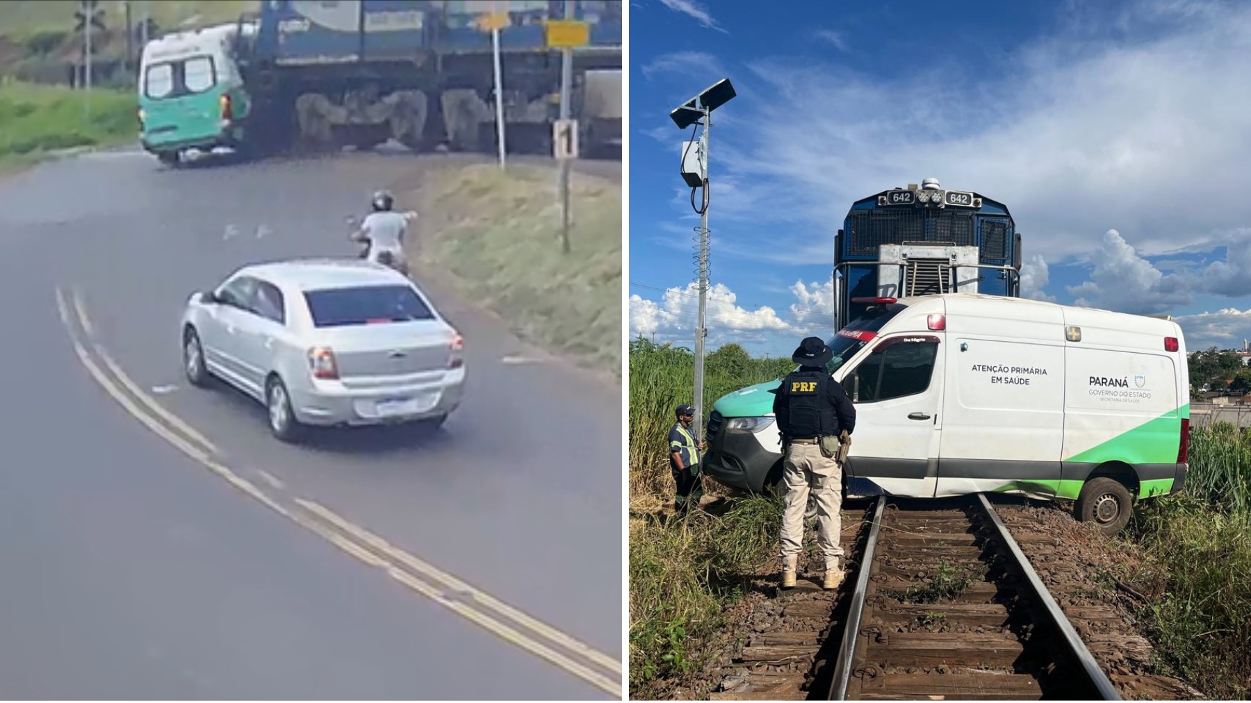 VÍDEO: ambulância é arrastada por trem e quatro pessoas ficam feridas, no PR; paciente sofreu fratura exposta