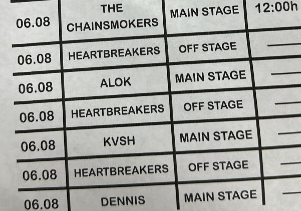 Line-up do evento — Foto: Arquivo pessoal