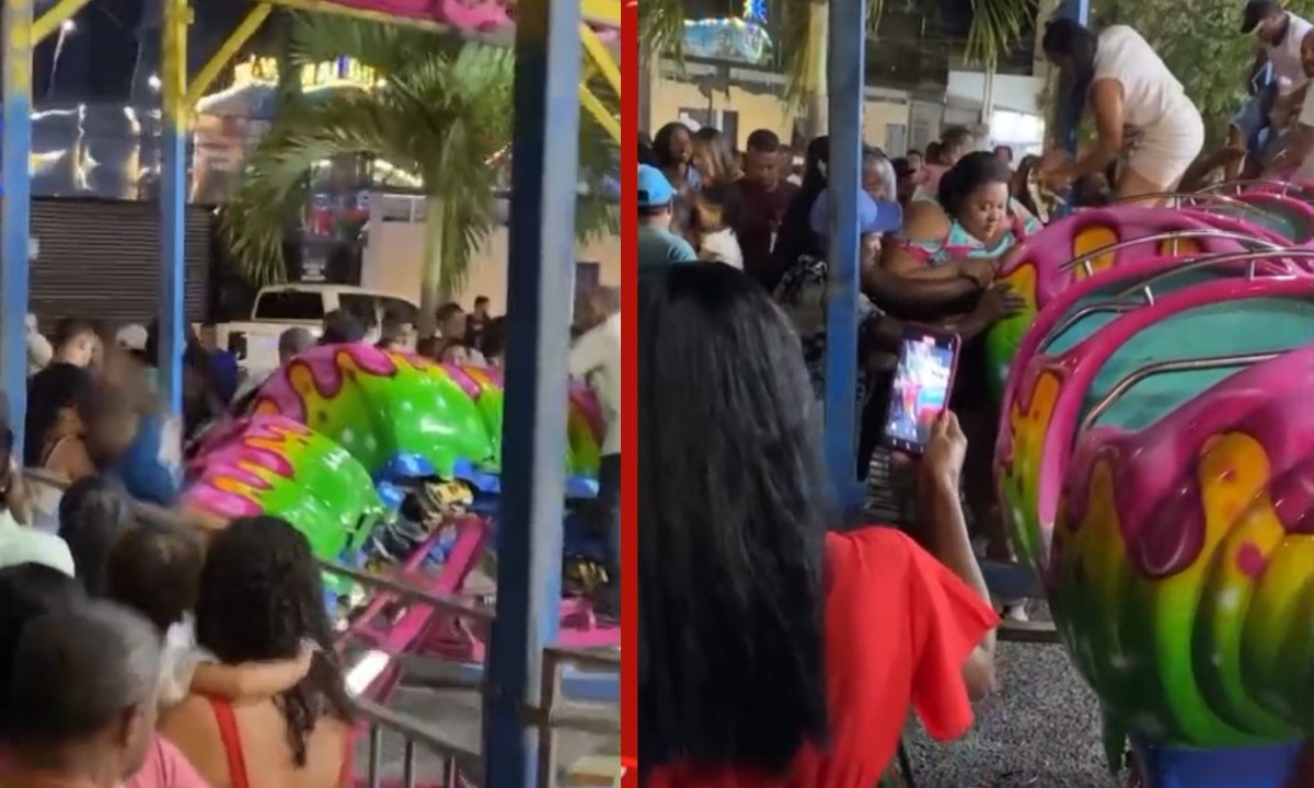 Brinquedo de parque de diversões vira e assusta frequentadores em Alagoinhas