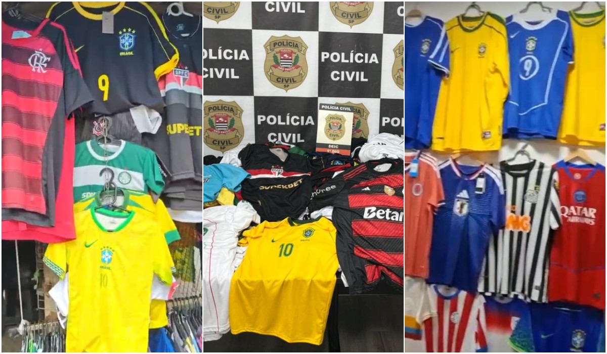 Polícia de SP apreende 2,7 mil camisas falsificadas da Seleção e de clubes às vésperas da Copa do Mundo