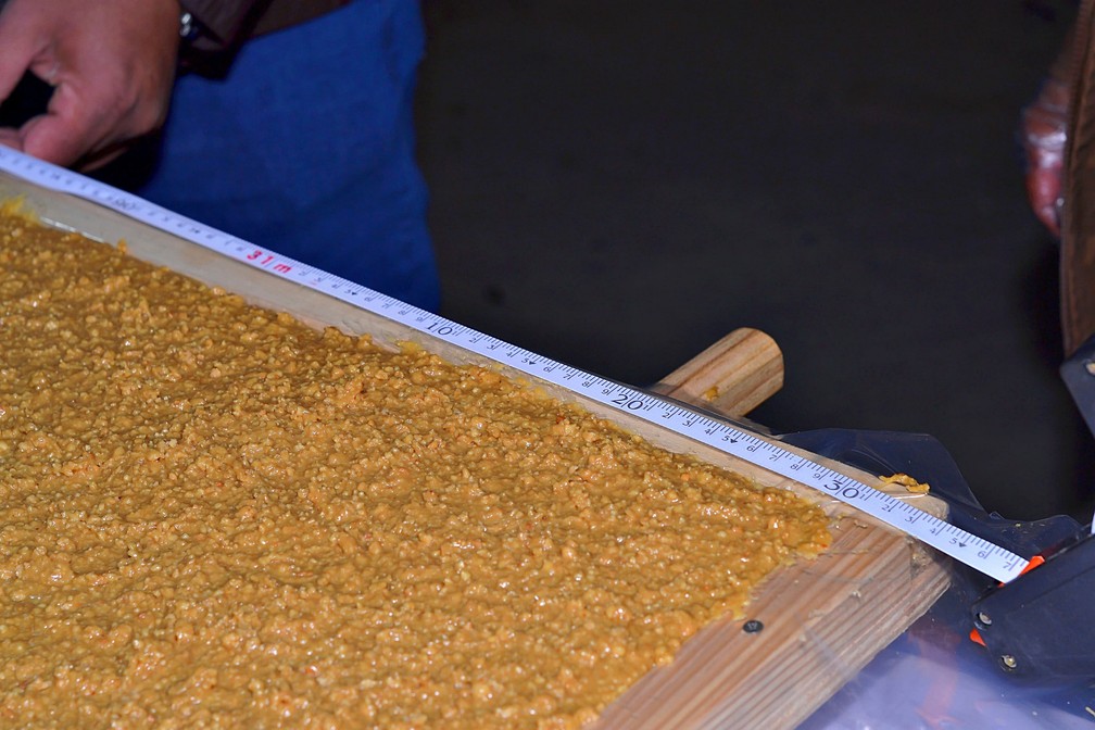 Festa do 'Maior Pé de Moleque do Mundo' faz doce de 31,3 metros, em Piranguinho (MG) — Foto: Luciano Lopes