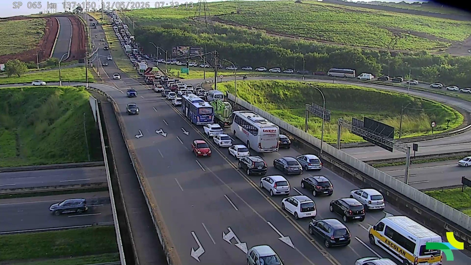 Protesto causa congestionamento na Rodovia D. Pedro I em Campinas nesta terça