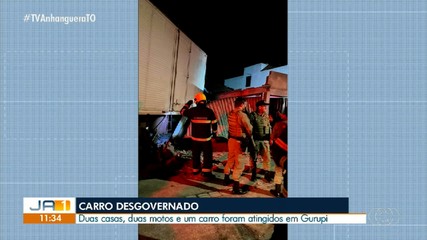 Caminhão desgovernado atinge casas, carros e motos em Gurupi