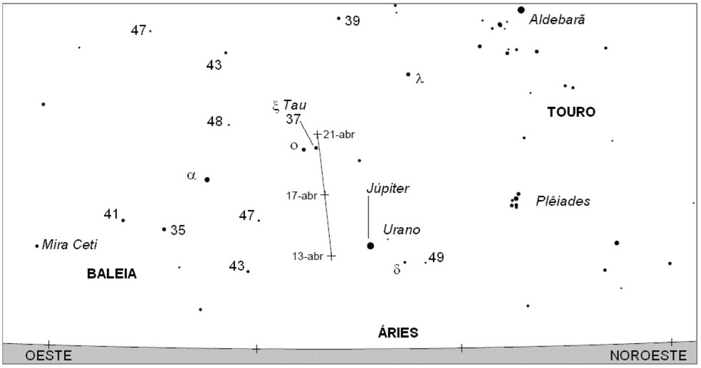 Cometa foi localizado com a ajuda de um mapa celeste — Foto: Observatório Astronômico da Unesp/reprodução