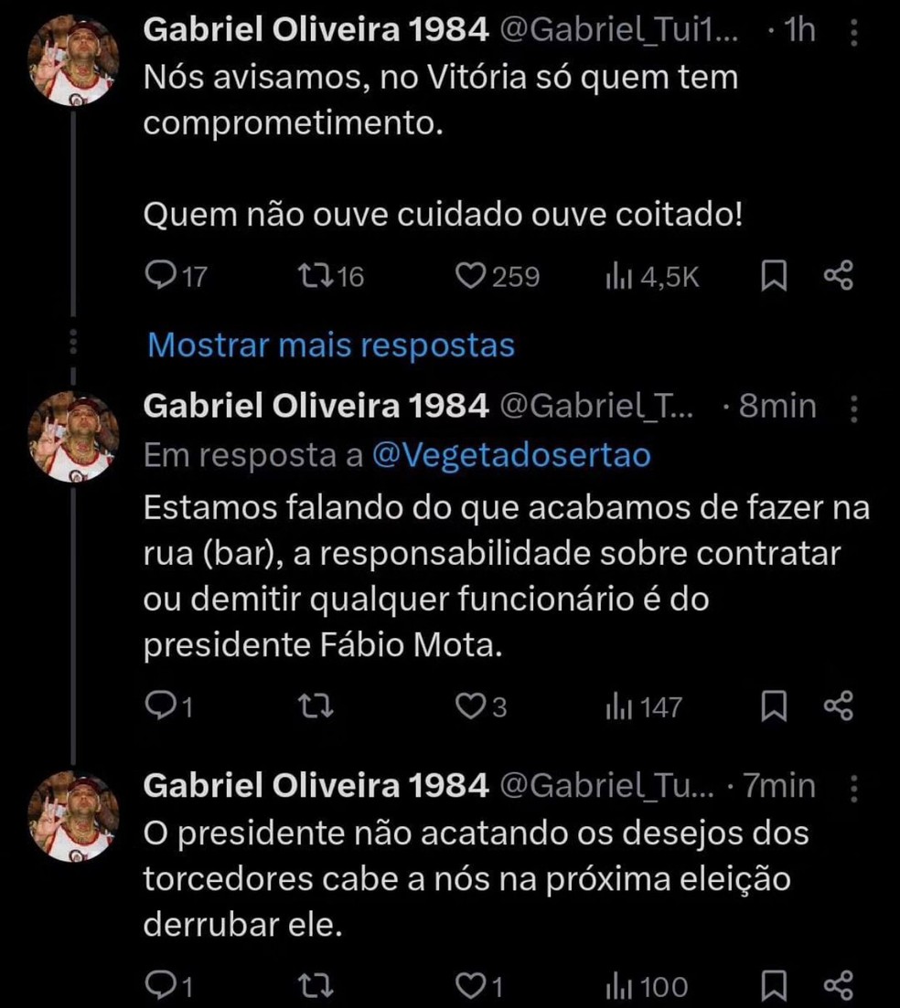 Publicações do presidente da TUI viralizaram nas redes sociais. — Foto: Reprodução/Redes Sociais