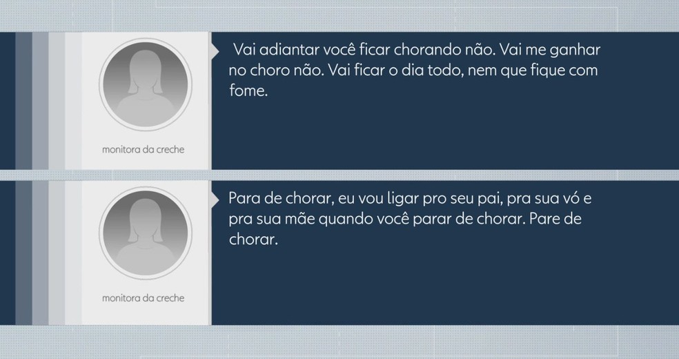 Monitora repreende e ameaça aluno em creche no DF; mãe flagrou conduta com gravador — Foto: TV Globo/Reprodução
