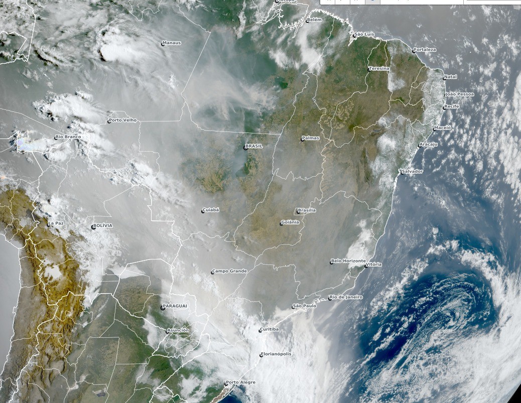 Ar insalubre: MS fica completamente encoberto por fumaça de incêndios no Pantanal, Amazônia, Bolívia e Paraguai