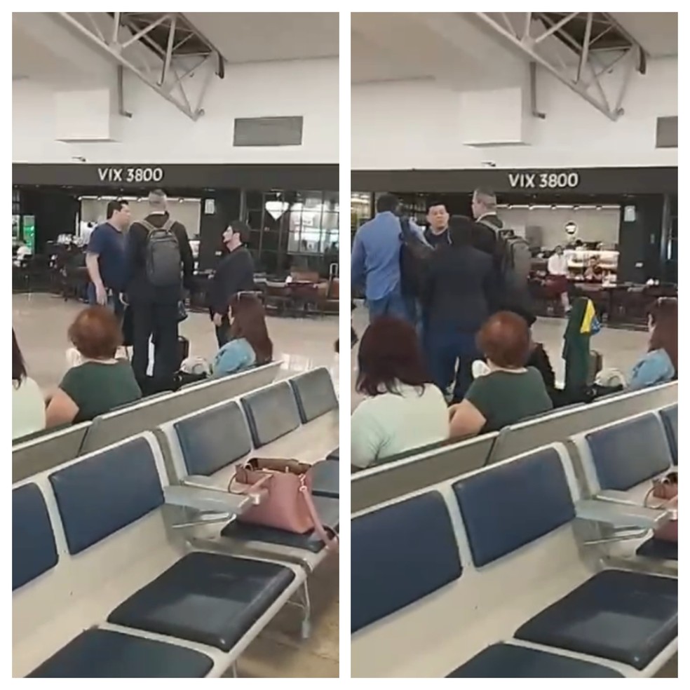 Deputados discutem no aeroporto — Foto: frame do vídeo compartilhado com o blog