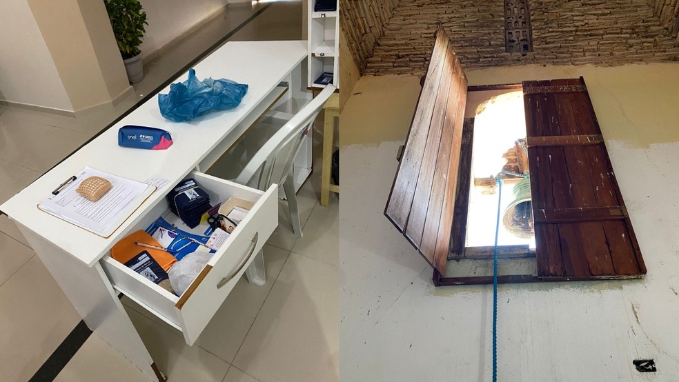 A estrutura da igreja também foi danificada durante a ação. — Foto: Divulgação/PCCE