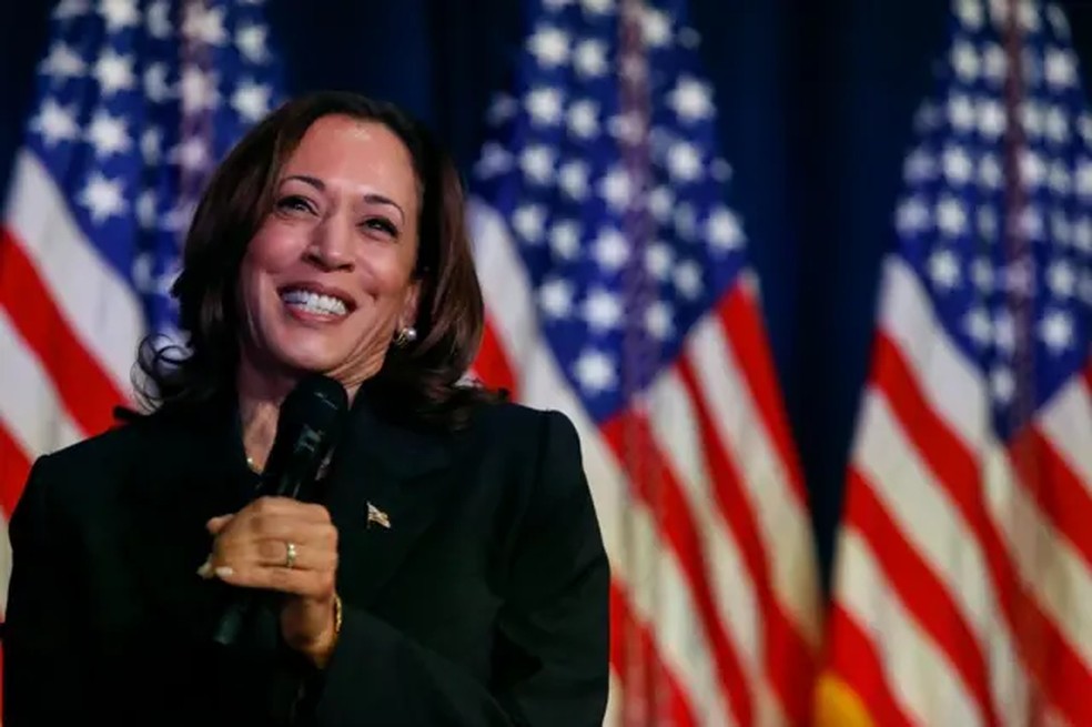Kamala Harris confirmou sua candidatura à presidência dos Estados Unidos. — Foto: Getty Images via BBC