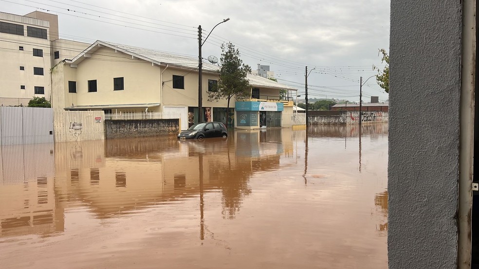 Xanxerê, no Oeste de Santa Catarina, nesta quinta-feira (19) — Foto: Andrielli Zambonin/NSC TV