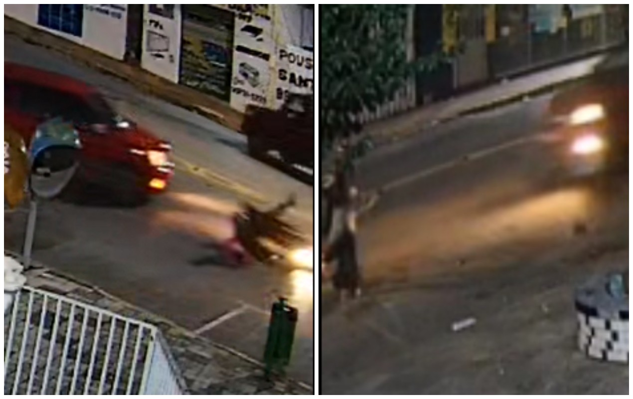 VÍDEO: motorista atropela motociclista, volta pela contramão e bate em moto caída no interior de SP