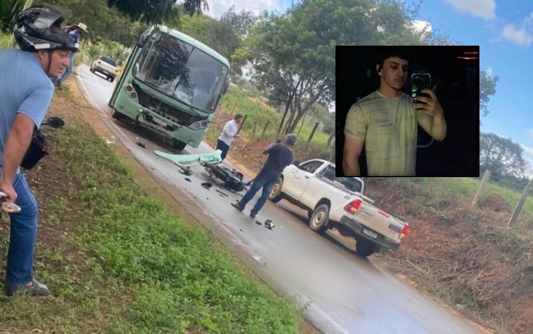 Jovem de 19 anos morre após batida entre moto e ônibus escolar na zona rural de Nova Resende, MG