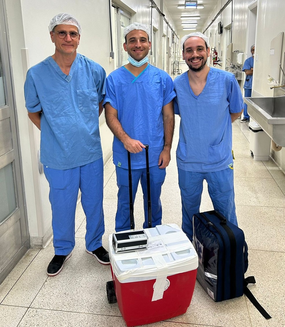 Equipe do Instituto do Coração (InCor) participou da capacitação múltipla de órgãos no Hospital das Clínicas de Botucatu (SP) — Foto: Reprodução/HCFMB