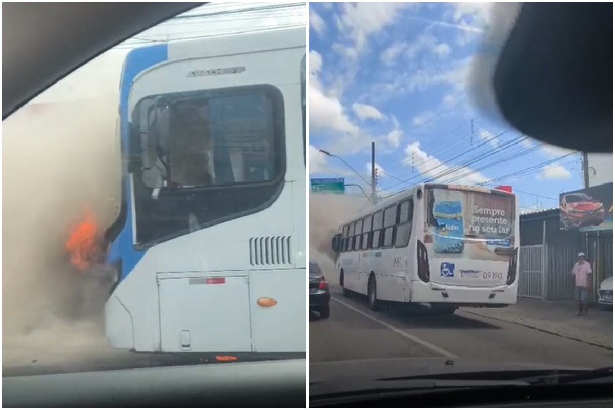 Incêndio atinge ônibus em João Pessoa e veículo é evacuado; VÍDEO | G1