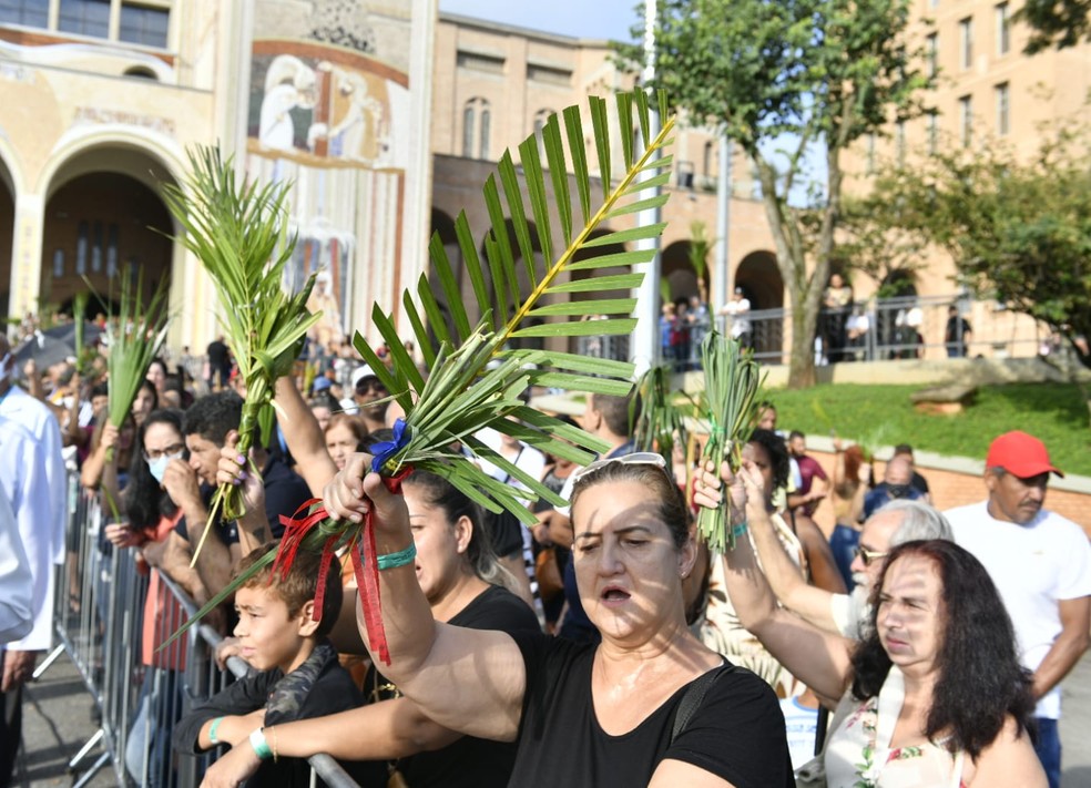 Domingo de ramos no Santuário Nacional em Aparecida, em 2022 — Foto: Thiago Leon/Santuário Nacional