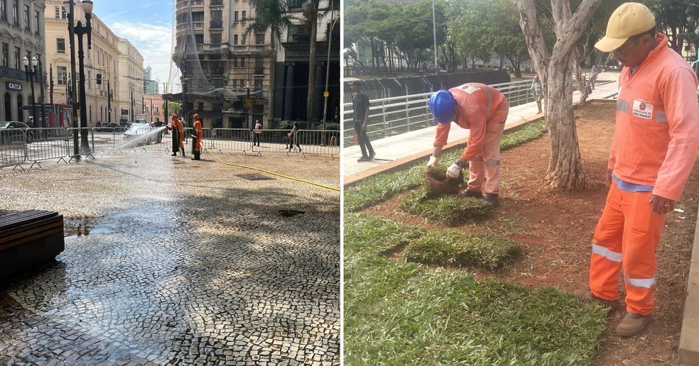 Prefeitura de São Paulo instala grades móveis na Praça da Sé para 'proteger  a grama', São Paulo