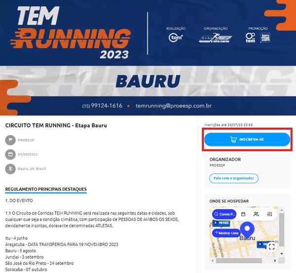 Kits para o TEM Running 2023 começam a ser distribuídos em Bauru