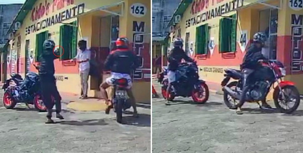 Dupla foi presa por policiais militares logo após roubarem uma moto — Foto: 29º BPMI/Divulgação