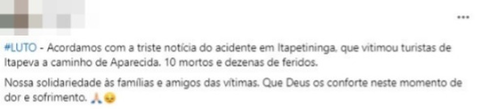 Morte de romeiros em acidente com ônibus gera comoção nas redes sociais — Foto: Reprodução/Redes Sociais