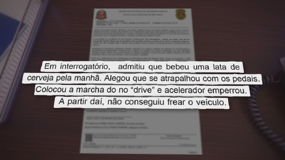 Depoimento do motorista Demóstenes Dias de Macedo, de 64 anos, preso por atropelar e matar duas crianças em Diadema, na Grande SP. — Foto: Reprodução/TV Globo