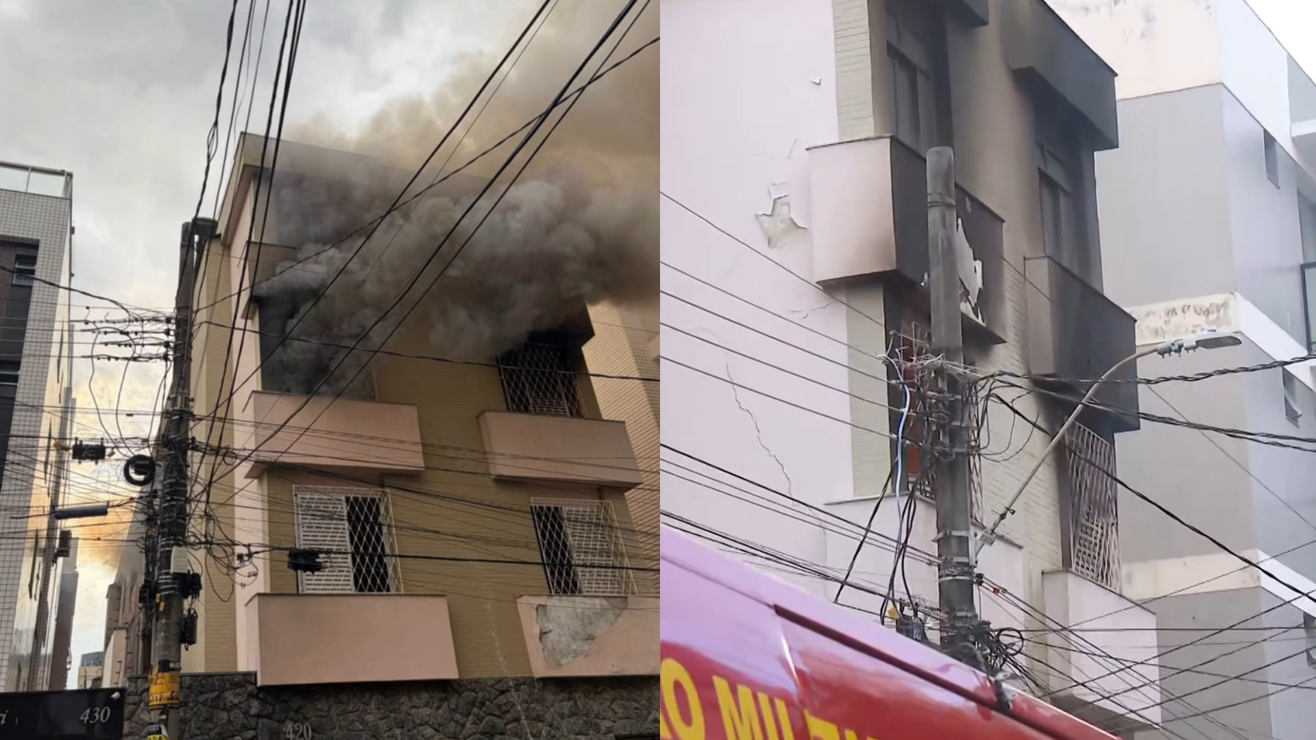 Incêndio em prédio deixa duas pessoas feridas no bairro Prado, em BH