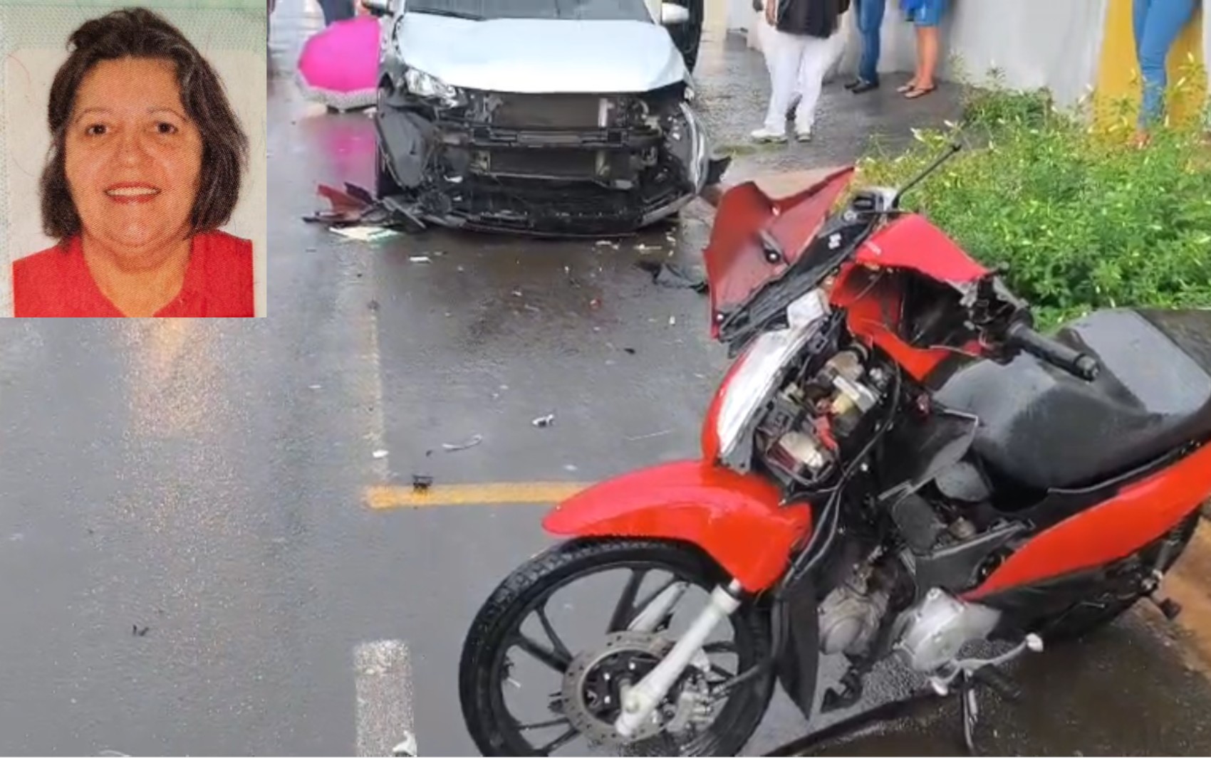 Mulher morre e neta fica ferida após colisão entre moto e carro em cruzamento de Franca; VÍDEO