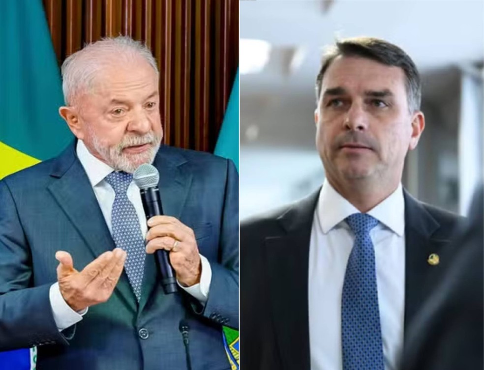 Presidente Luiz Inácio Lula da Silva (PT) e senador Flávio Bolsonaro (PL-RJ) — Foto: Reprodução