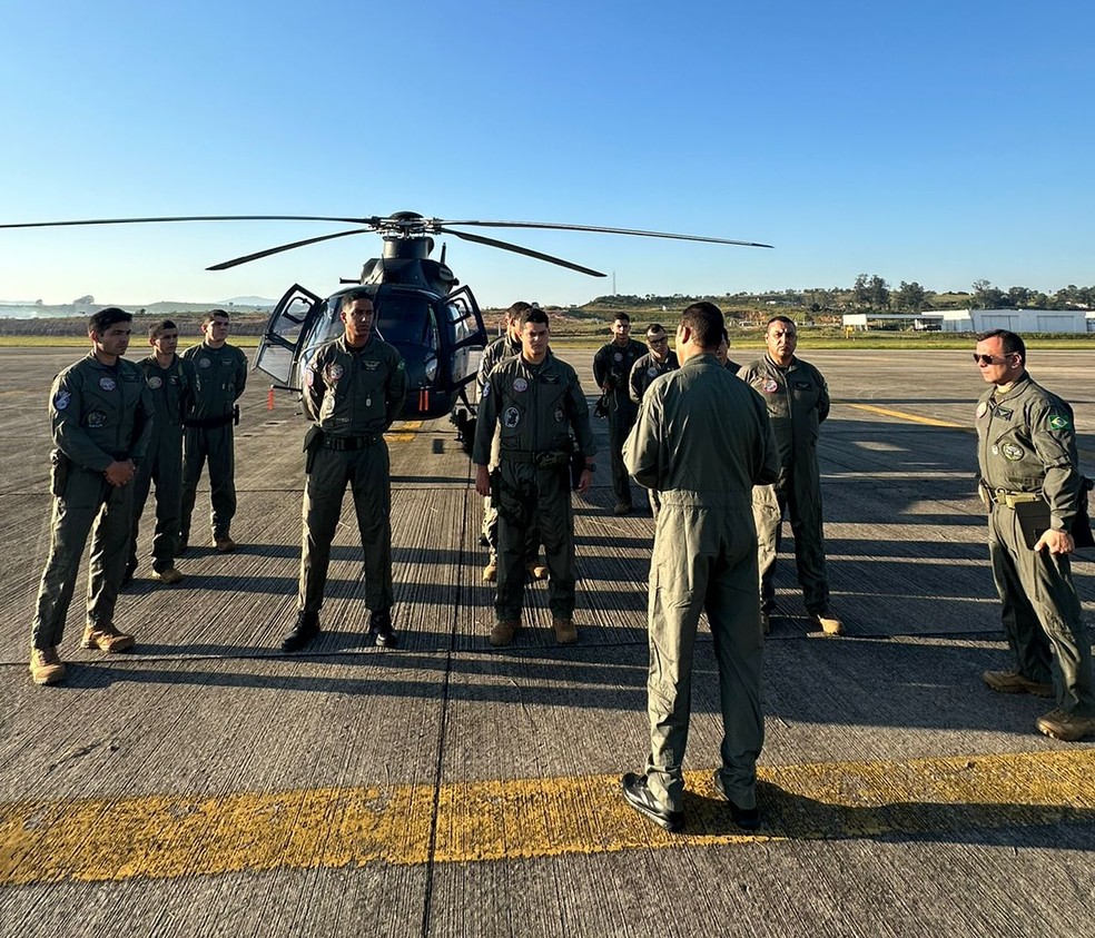 Helicópteros do Cavex de Taubaté vão auxiliar em resgate às vítimas de temporal no Rio Grande do Sul — Foto: Tenente Luara Leimig