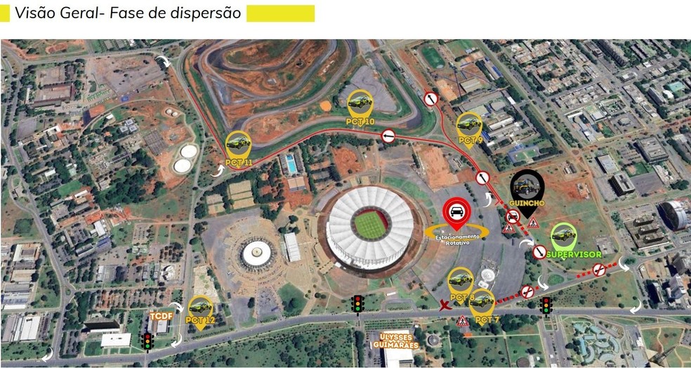 Intervenções no trânsito para show do cantor Brunos Mars em Brasília — Foto: Detran-DF/Divulgação