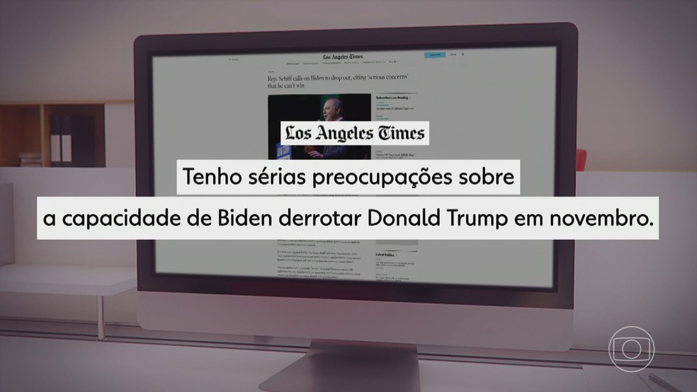 Aumenta a pressão no Partido Democrata para que Biden abra mão da candidatura — Foto: Reprodução/TV Globo