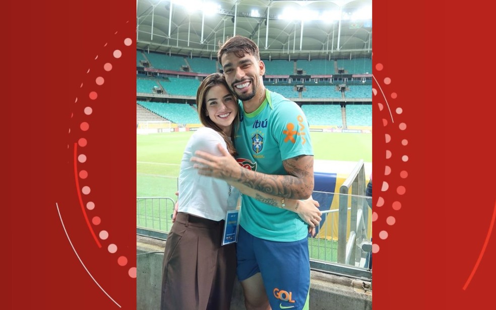 Duda Fournier e Lucas Paquetá na Casa de Apostas Arena Fonte Nova, em Salvador — Foto: Reprodução/Redes Sociais