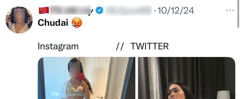 Criadora de conteúdo 18+ usando o termo "chudai" no X — Foto: Reprodução/X