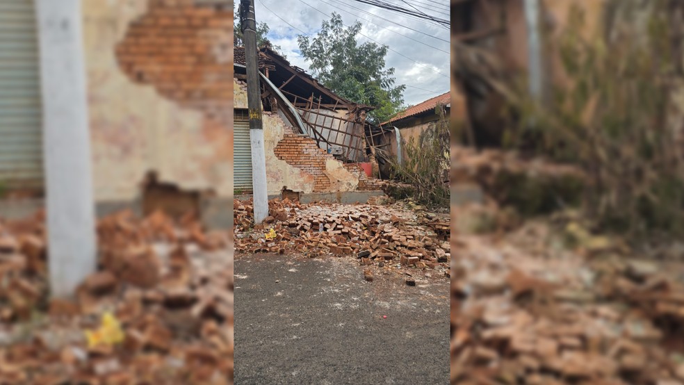 1 de 2
Desabamento parcial de um pr&eacute;dio desabitado em Ourinhos &mdash; Foto: Defesa Civil