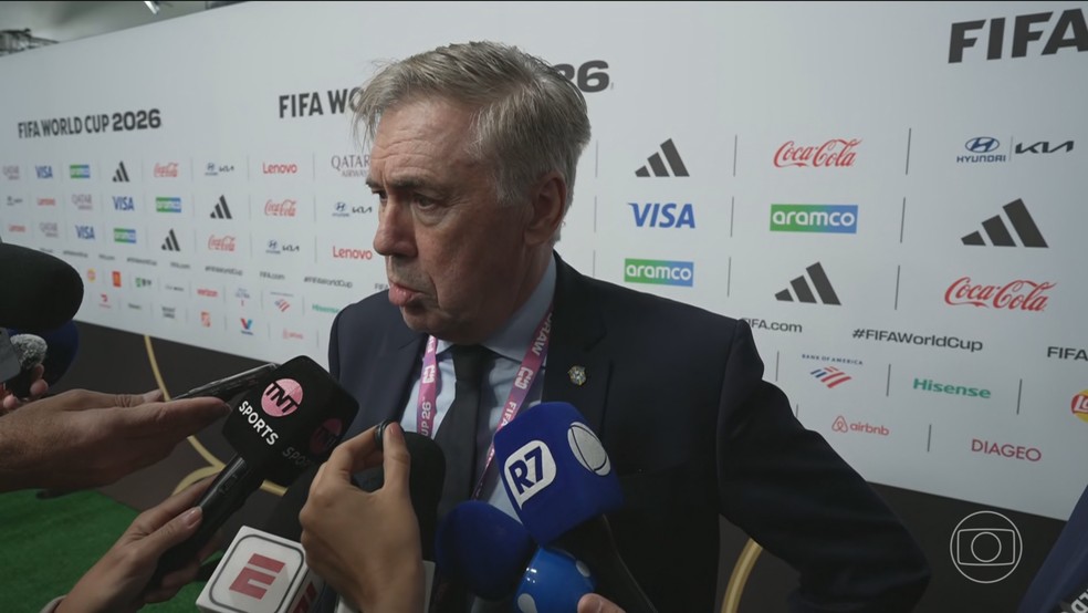Carlo Ancelotti, técnico da Seleção Brasileira — Foto: Jornal Nacional/ Reprodução