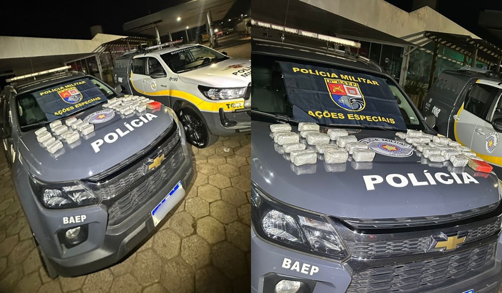 Operação apreende quase 10 kg de drogas escondidos dentro de carro em rodovia de Presidente Bernardes (SP) — Foto: 8° Baep/Divulgação