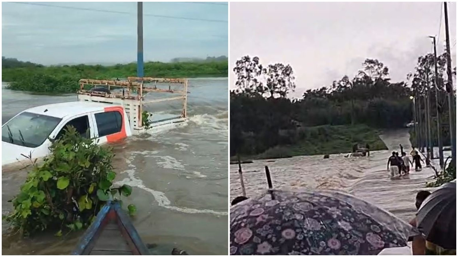 Carro de provedora de internet cai em rio após atravessar passagem molhada no interior do Ceará