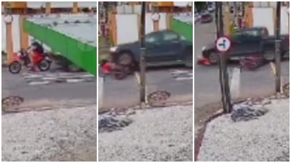 Homem atropela motociclista em Fortaleza após discussão no trânsito — Foto: TV Verdes Mares/Reprodução