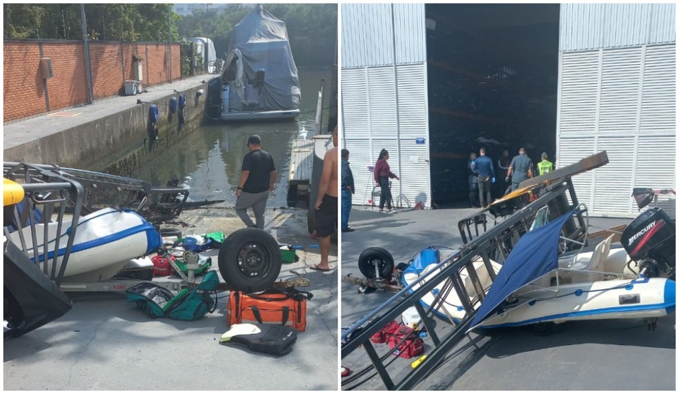 Empresário e ex-PM morre ao cair de empilhadeira a 10 metros de altura em marina de Balneário Camboriú — Foto: Corpo de Bombeiros/Divulgação