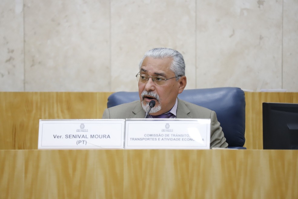 O vereador Senival Moura, do PT, durante sessão de CPI na Câmara Municipal de São Paulo. — Foto: Divulgação/Rede Câmara