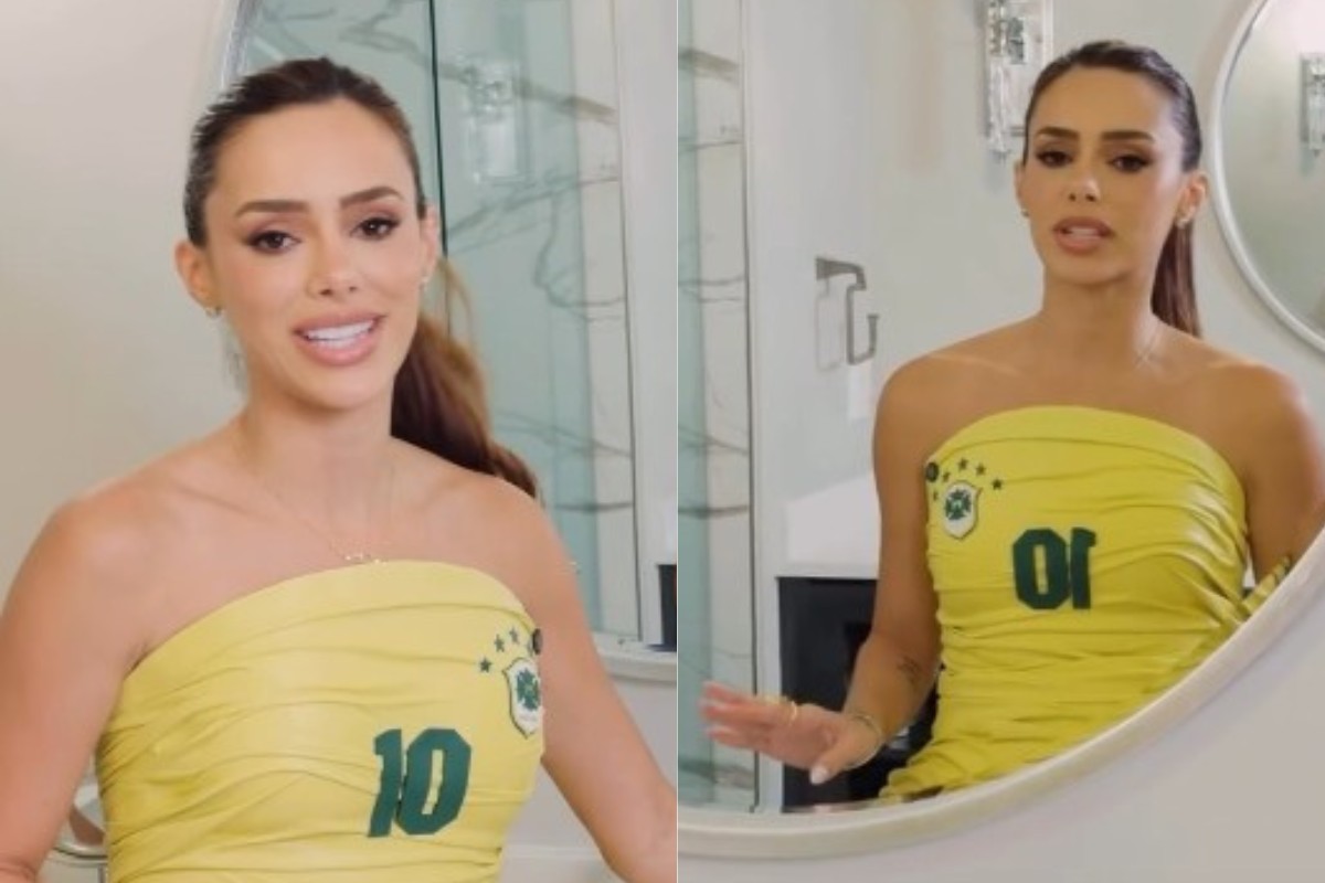 Bruna Biancardi mostra look feito para o quarto jogo do Brasil na Copa do Mundo