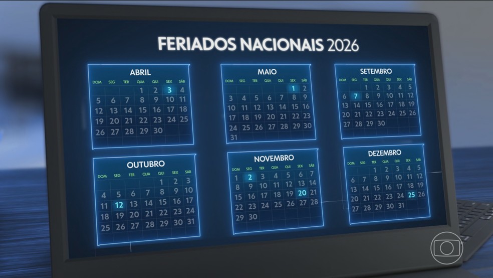 Com mais feriados prolongados, calendrio de 2026 favorece turismo; veja datas  Foto: Jornal Nacional/ Reproduo